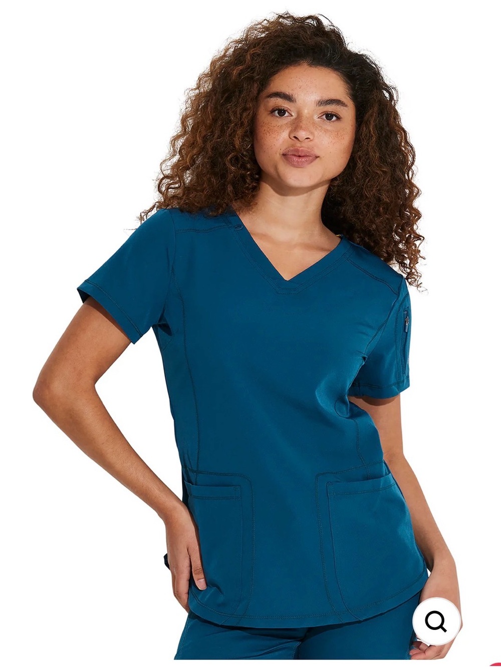 Dickies Women's V-Neck Scrub Top in Teal Blue